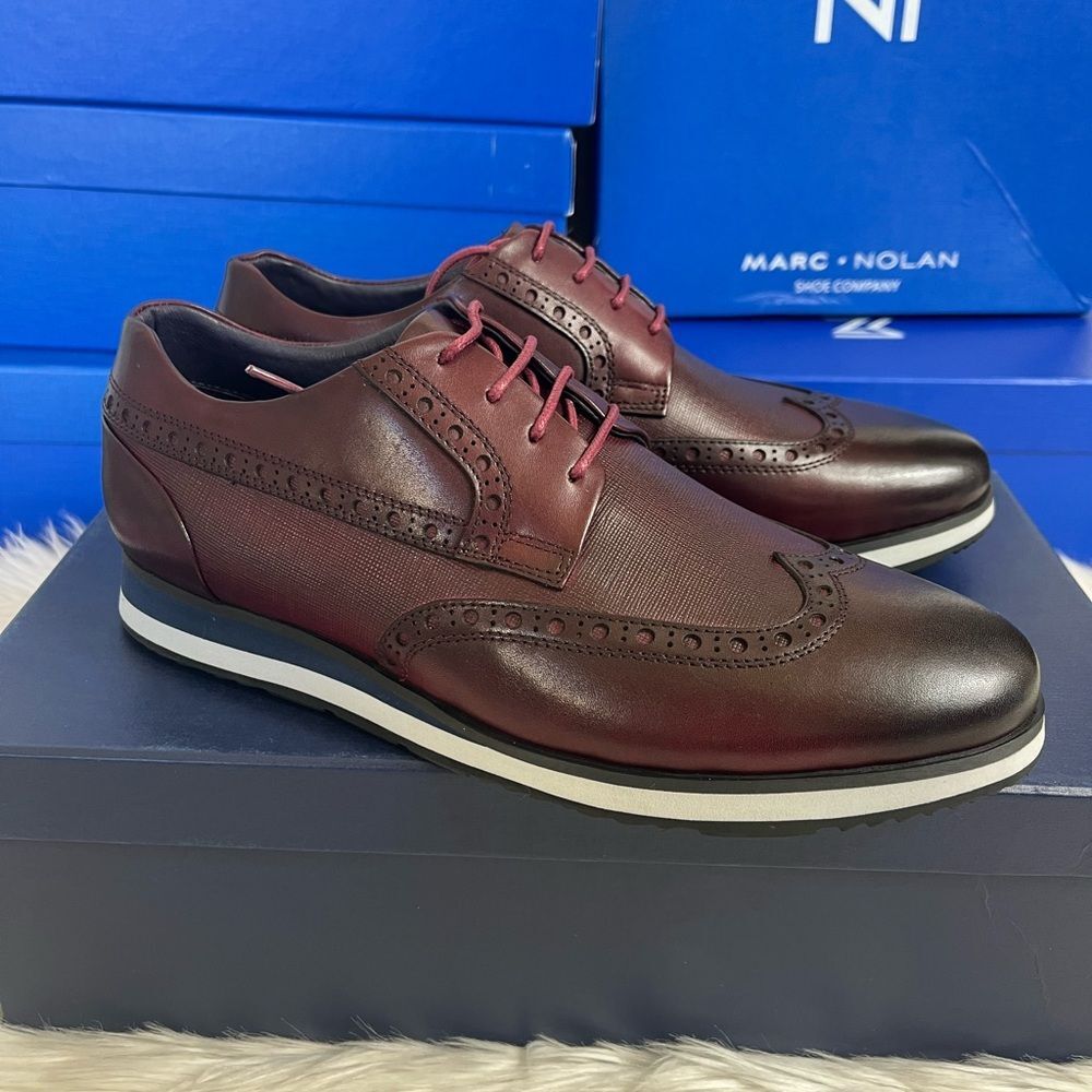 Marc Nolan Gavin Burgundy Wingtip Leather sneakers dress shoes size 7